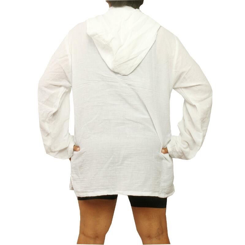 Thai cotton hooded shirt white size L