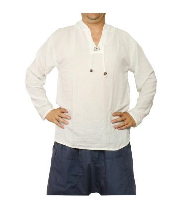 Thai hooded cotton shirt white size XXL