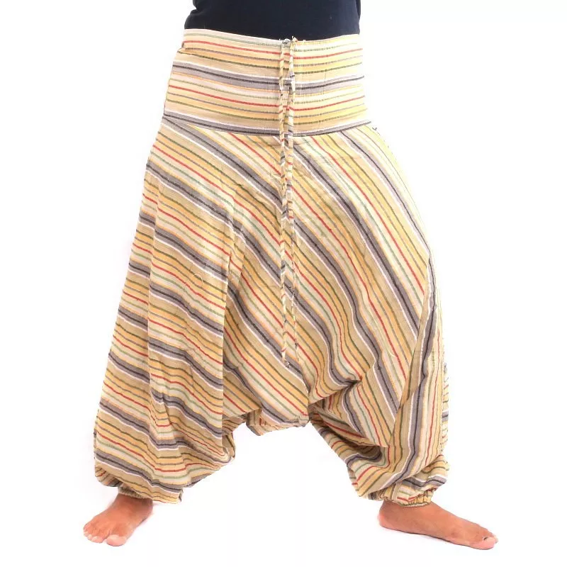 pantalon de harem rayé beige