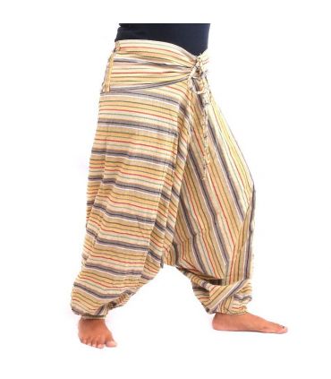 pantalon de harem rayé beige