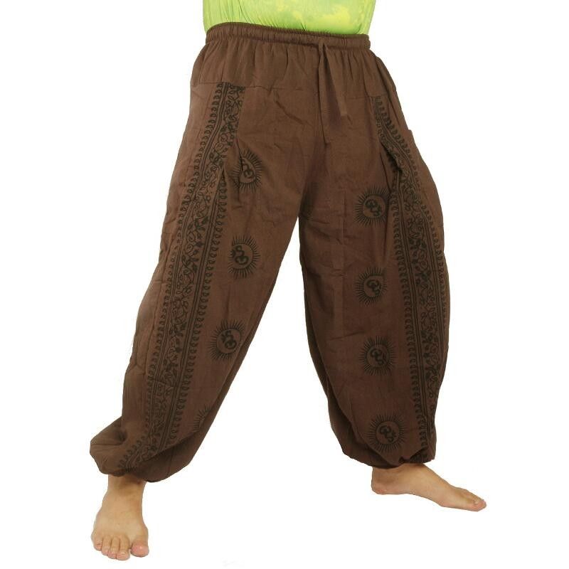 Om Goa trousers with floral print brown AT-E7