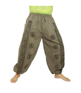 Om Goa Hose mit floralem Druck grau