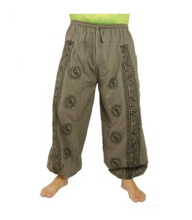 Pantalones Om Goa con estampado floral gris