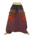 pantalon harem bicolore avec grandes poches et taille à cordon magenta coton noir