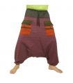 Aladinhose zweifarbig mit großen Taschen und Tunnelzug magenta schwarz Baumwolle