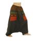 harem pants two-tone with big pockets and drawstring waist black brown cotton