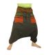 harem pants two-tone with big pockets and drawstring waist black brown cotton