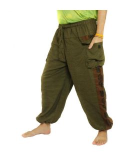 Harem pants Cotton-Mix olive green Om Dharma-Rad imprinted