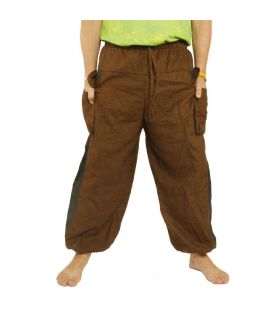 Harem pants cotton mix brown Om Dharma wheel printed