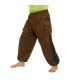 Pantalones harén Cotton-Mix marrón Om Dharma-Wheel impreso