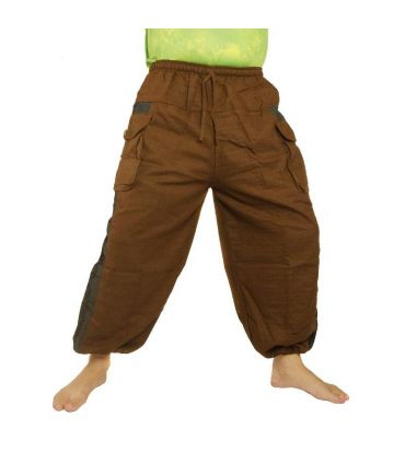 Haremshose   Cotton-Mix braun Om Dharma-Rad bedruckt