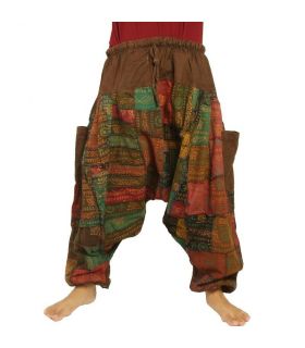 pantalones patchwork Aladin con algodón elástico con bolsillo lateral