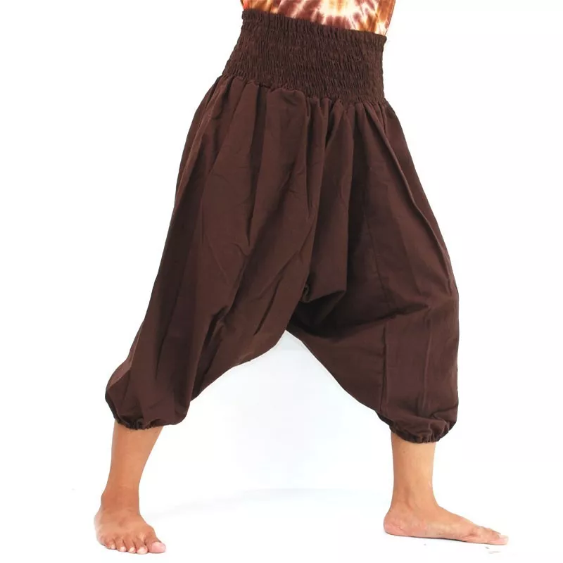 3/5 Pantalon capri en coton brun foncé