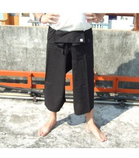 3/4 Thai Fisherman pants short - black - cotton