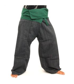 Pantalon de méditation thaïlandais en coton mélangé - vert noir