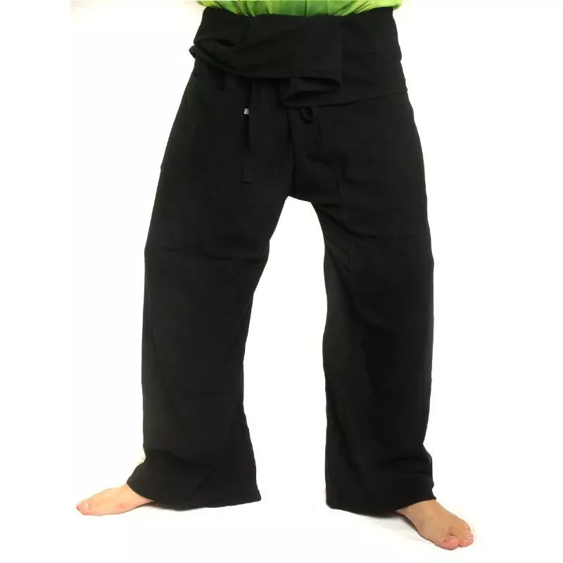 Pantalon de pêcheur thaïlandais - noir - coton extra long