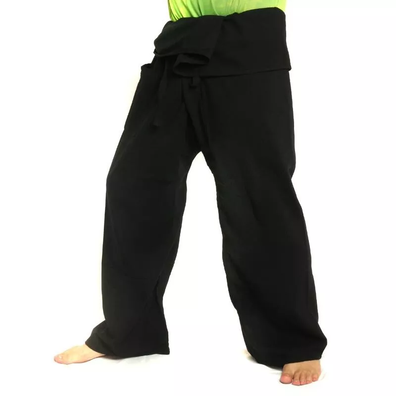 Pantalon de pêcheur thaïlandais - noir - coton extra long
