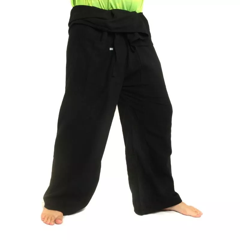 Thai Fischerhose - schwarz - extra lang Baumwolle