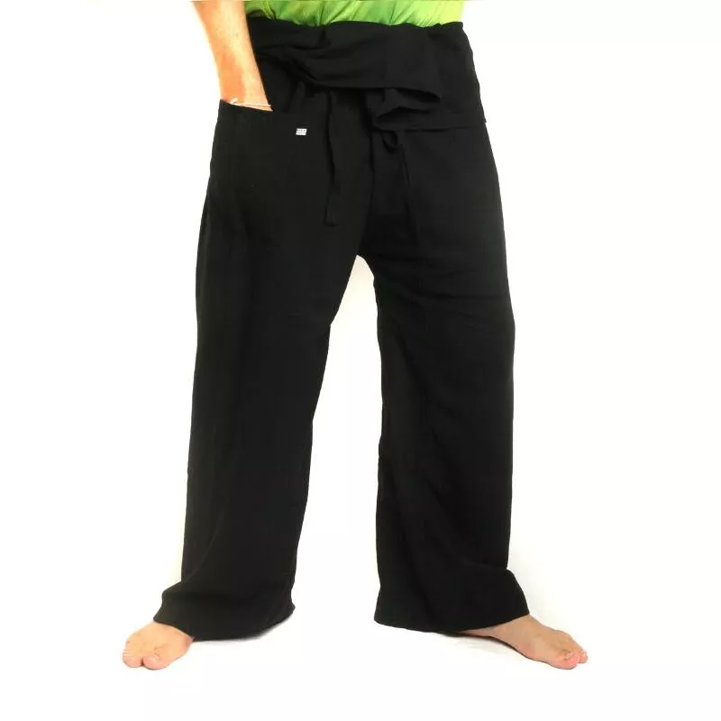 Pantalon de pêcheur thaïlandais - noir - coton extra long