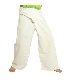pantalon de pêcheur thaïlandais - blanc - coton extra long