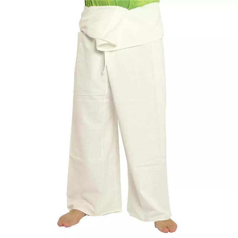Pantalon de pêcheur thaïlandais - blanc - coton extra long
