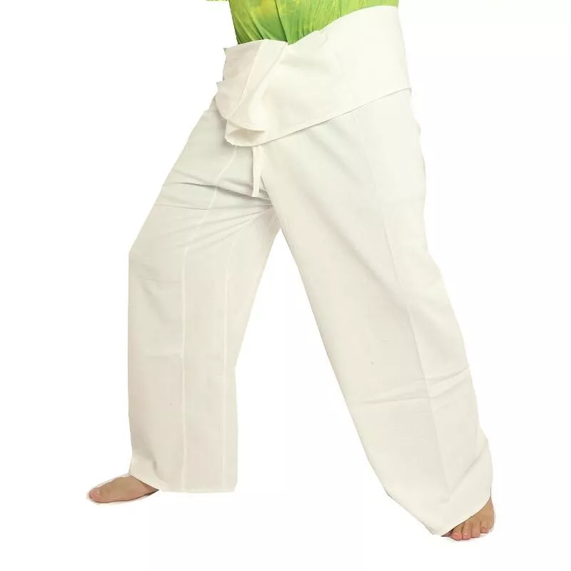 Pantalon de pêcheur thaïlandais - blanc - coton extra long