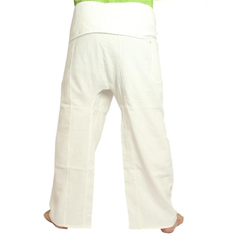 pantalones pescador tailandés - blanco - de algodón extra larga