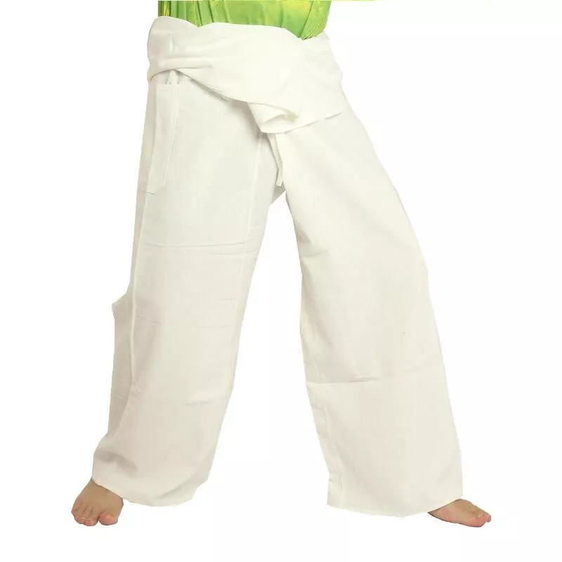 Pantalon de pêcheur thaïlandais - blanc - coton extra long