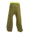 Pantalones de pescador tailandés - verde oliva - algodón extra largo