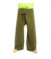 Pantalon de pêcheur thaïlandais - vert olive - coton extra long
