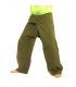 Pantalones de pescador tailandés - verde oliva - algodón extra largo