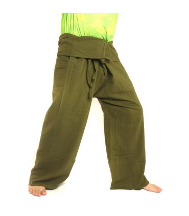 Thai Fischerhose - oliv grün - extra lang Baumwolle