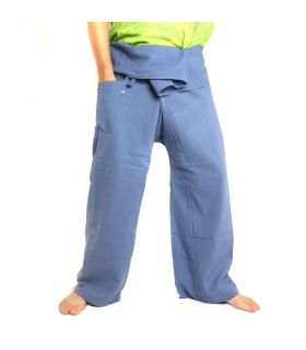 Pantalones de pescador tailandeses - azul claro - algodón extra largo