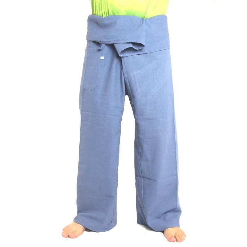 Pantalones pescador tailandés - azul claro - de algodón extra larga