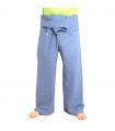 Pantalon de pêcheur thaïlandais - bleu clair - coton extra long
