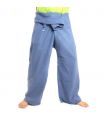 Pantalon de pêcheur thaïlandais - bleu clair - coton extra long