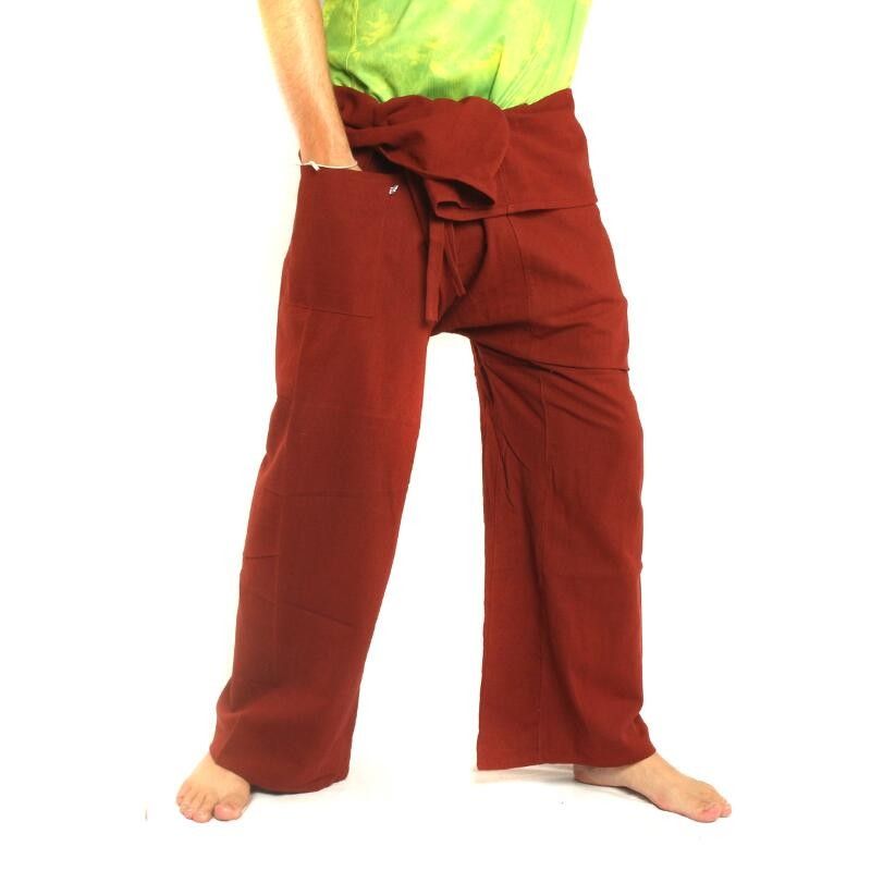 pantalon de pêcheur thaïlandais - coton extra long - rouge