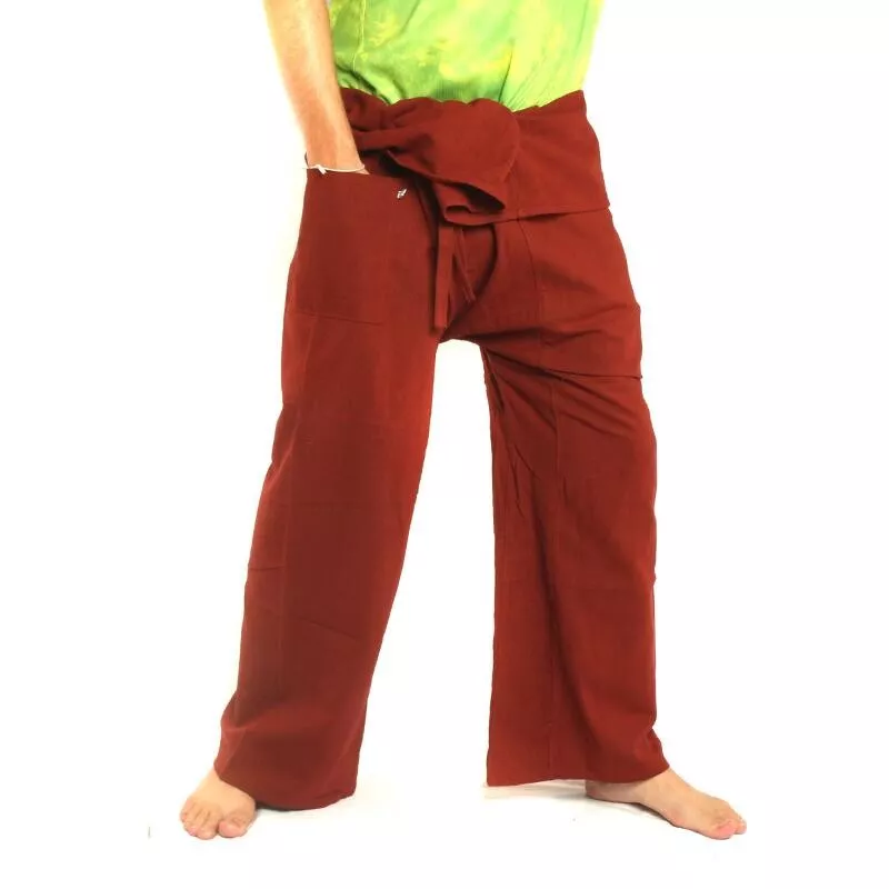 Pantalon de pêcheur thaïlandais - rouge - coton extra long