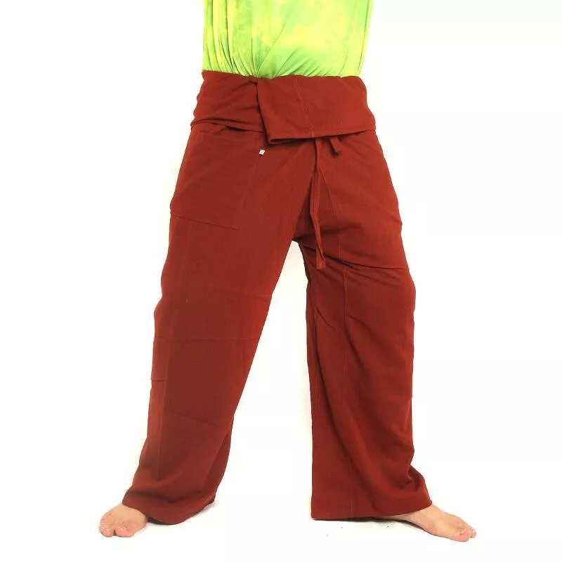 Pantalon de pêcheur thaïlandais - rouge - coton extra long