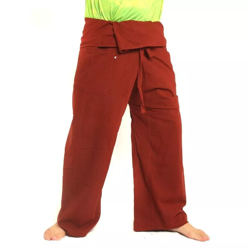 Pantalon de pêcheur thaïlandais - rouge - coton extra long