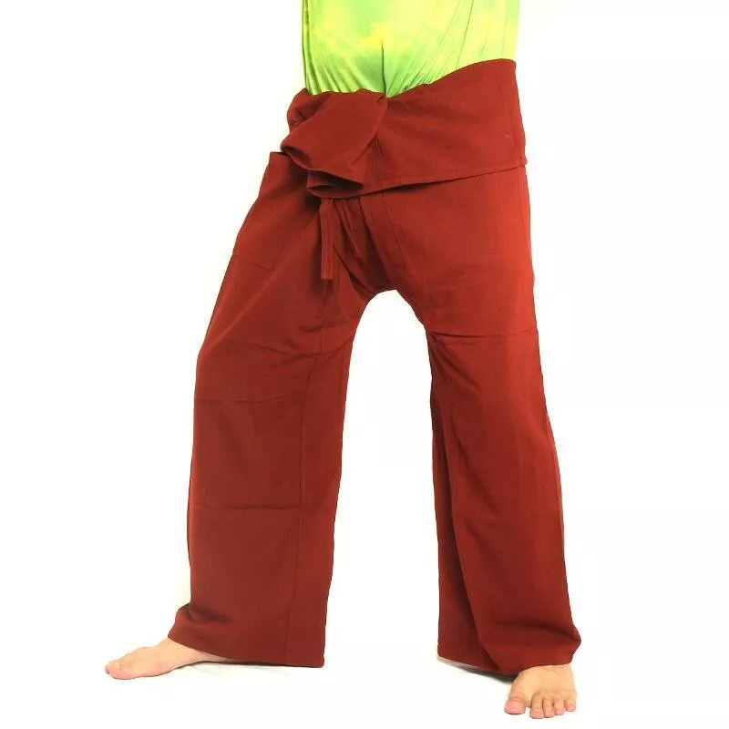 Pantalon de pêcheur thaïlandais - rouge - coton extra long