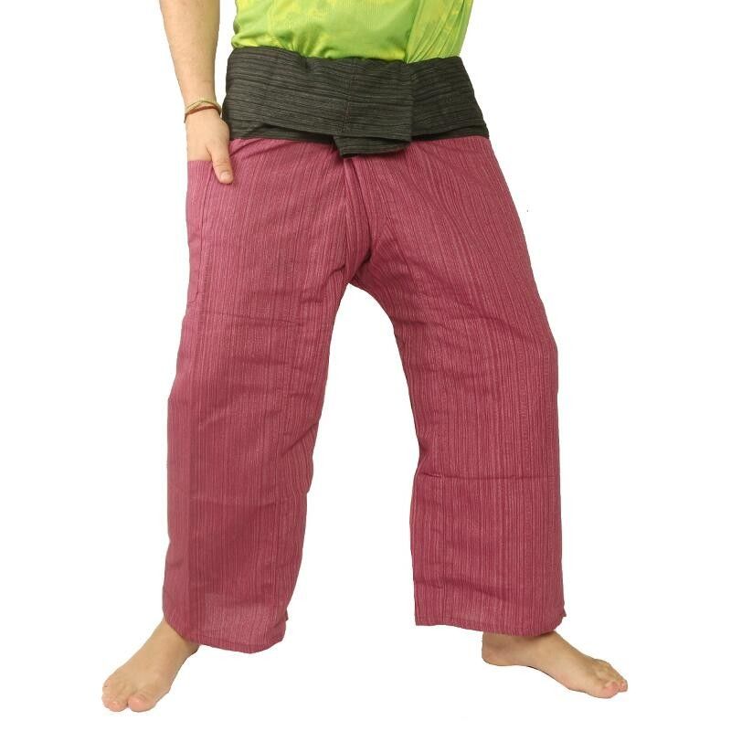 Jing Shop - Pantalones de pesca tailandeses mezcla de algodón - rojo negro️