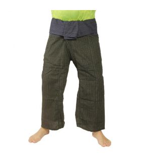 Pantalon en coton mélangé Thai Fischerman - vert noir