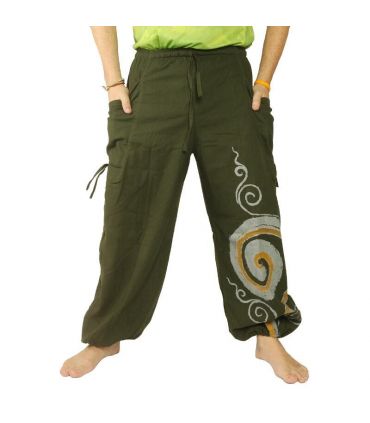 Pantalon hippie thaïlandais à motif spiralé