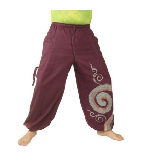 Pantalon hippie thaïlandais à motif spiralé