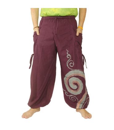 Pantalon hippie thaïlandais à motif spiralé