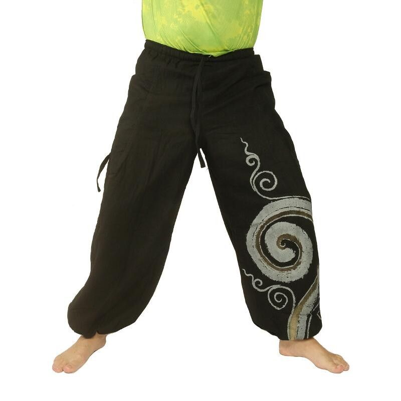 Pantalon hippie thaïlandais à motif spiral