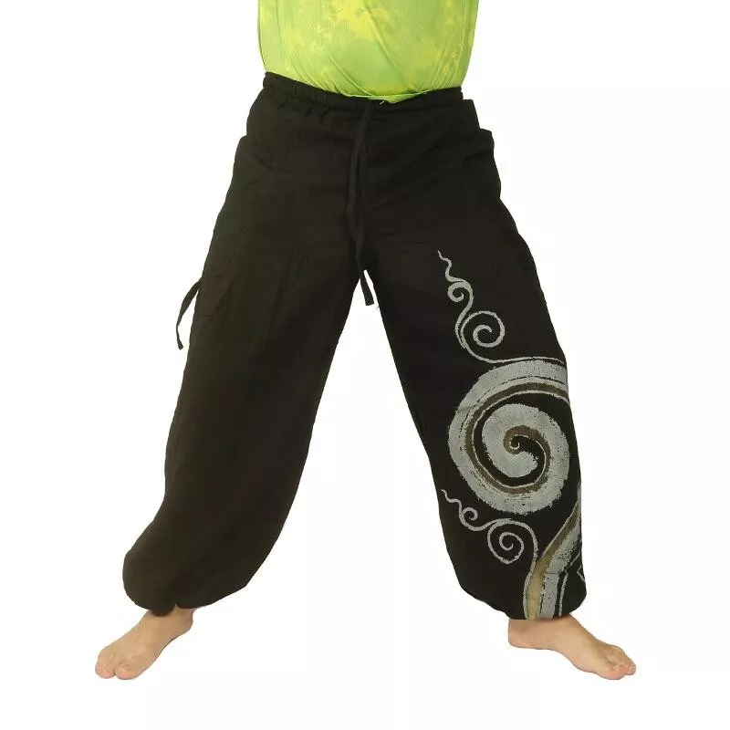 Pantalon hippie thaïlandais à motif spiralé