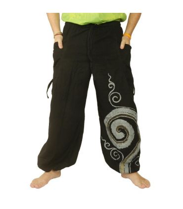 Pantalon hippie thaïlandais à motif spiralé