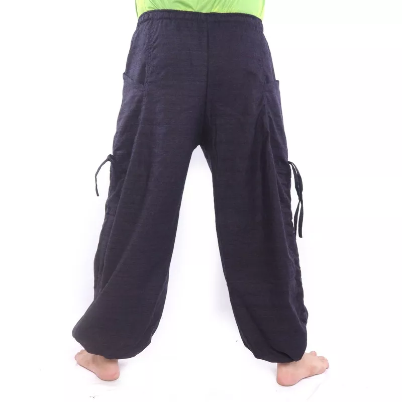 pantalon de harem ornement floral à coupe haute bleu foncé